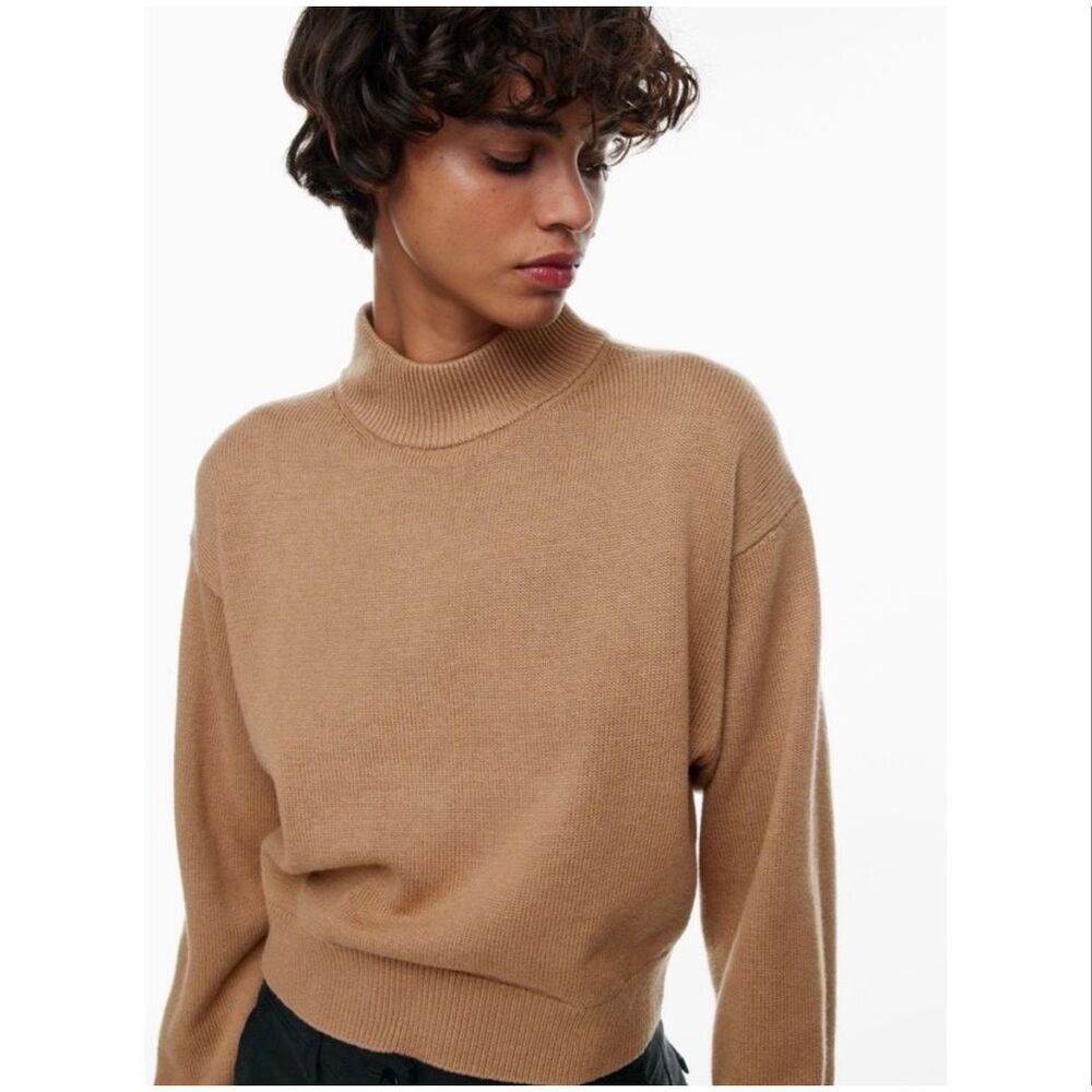 Aritzia Wilfred Free Harper 100% Merino Wool Cropped Mock Neck Sweater – Size XL